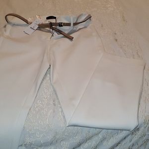 Winter white slacks and suede belt